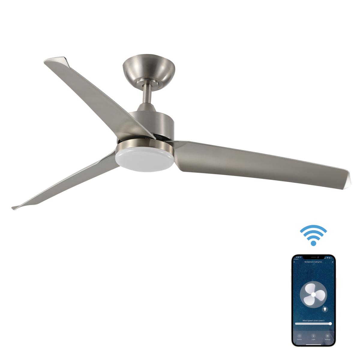ONE 52" WiFi Smart Ceiling Fan with Temp Adjustable LED Silver