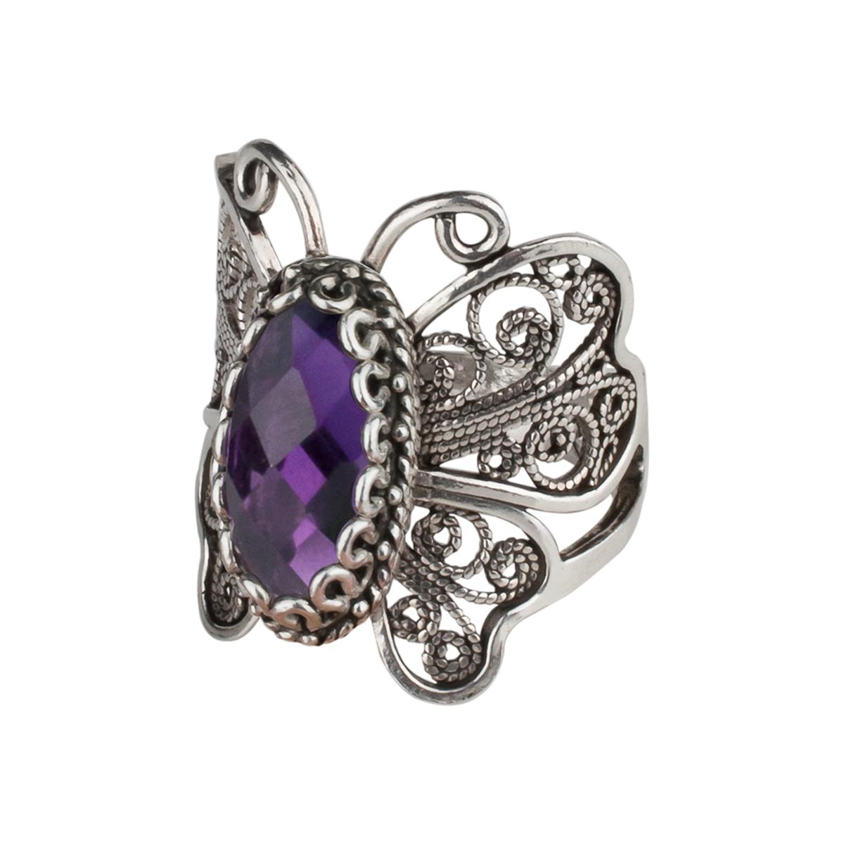 silver filigree butterfly ring