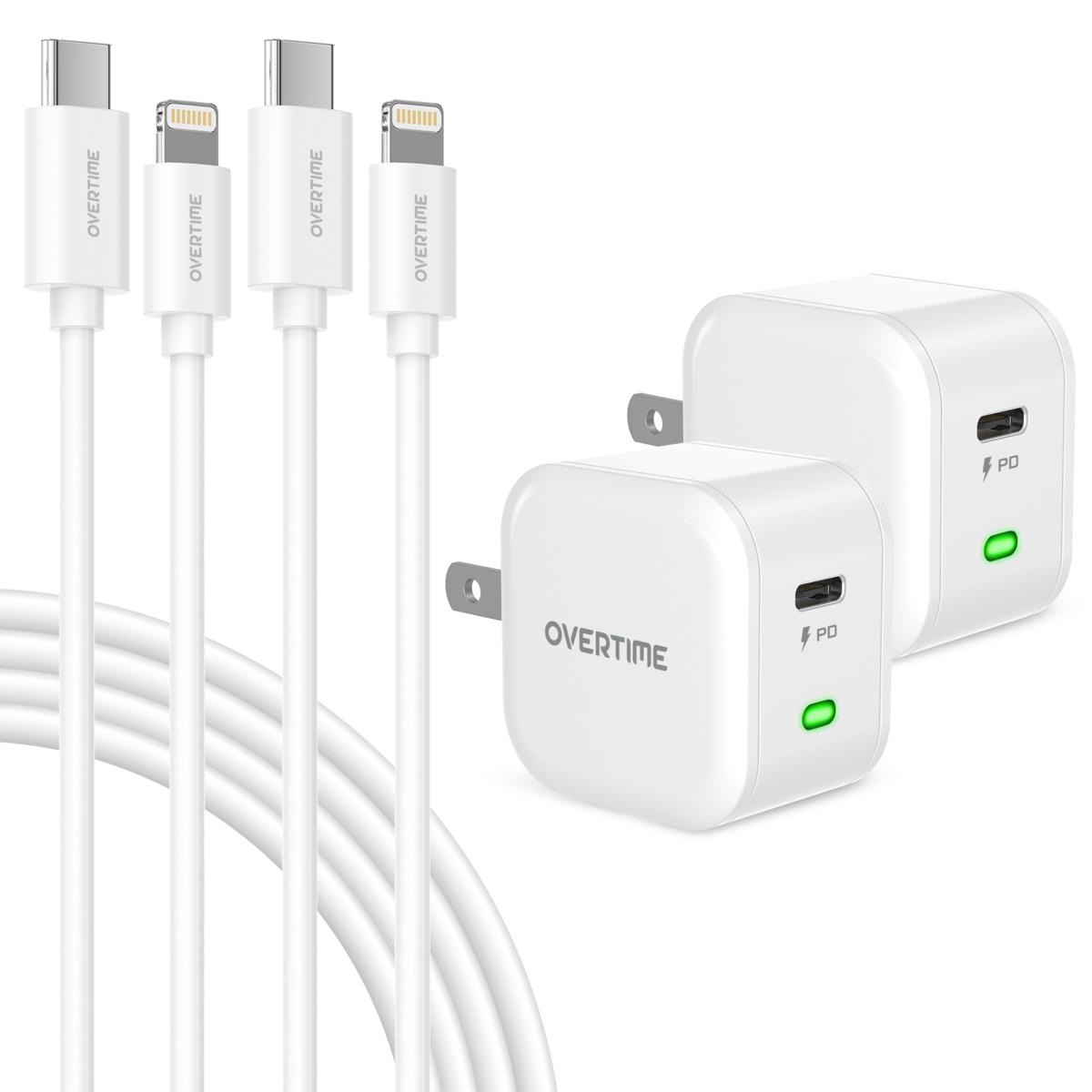 Overtime USB-C iPhone Charger Cable 6 Foot, Apple MFi Certified USB Type C  to Lightning Cable 6ft USBC for iPhone