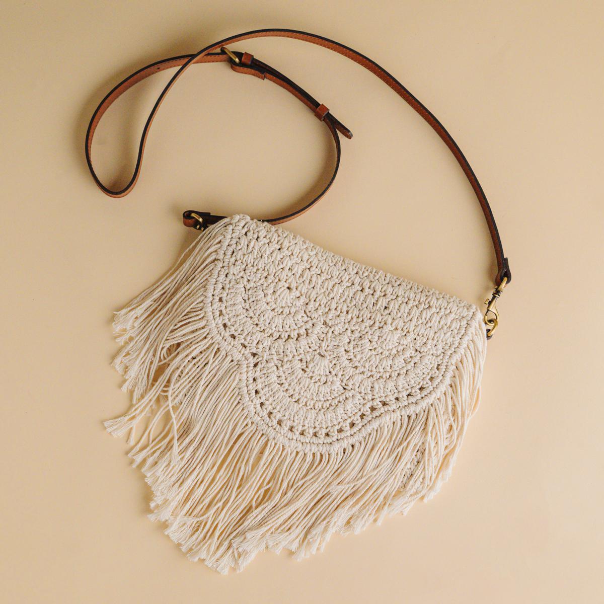 Patricia Nash Cannara Leather Trim Crochet Crossbody | HSN