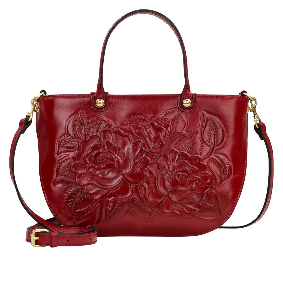 Womens Retro Classic Genuine Leather Handbags Embossed Shoulder Bag Red