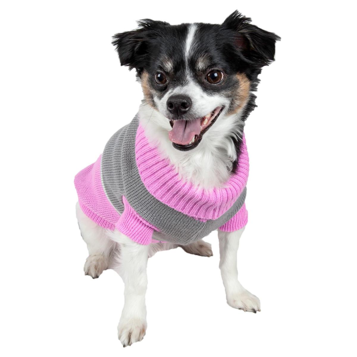 Pet Life Snow Flake Cable-Knit Ribbed Fashion Turtle Neck Dog Sweater