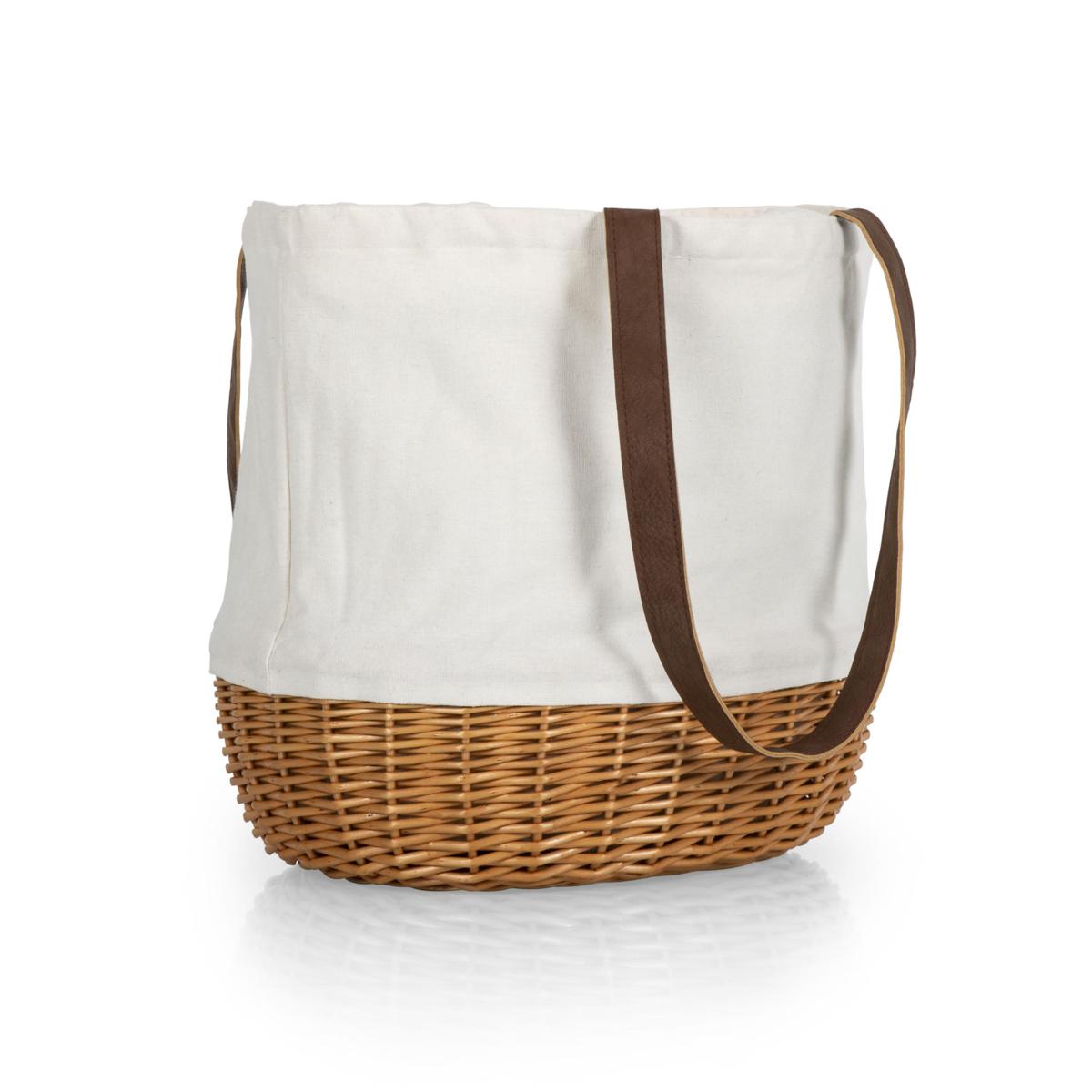 Picnic Time Coronado Basket Tote Beige Canvas 9936030 HSN