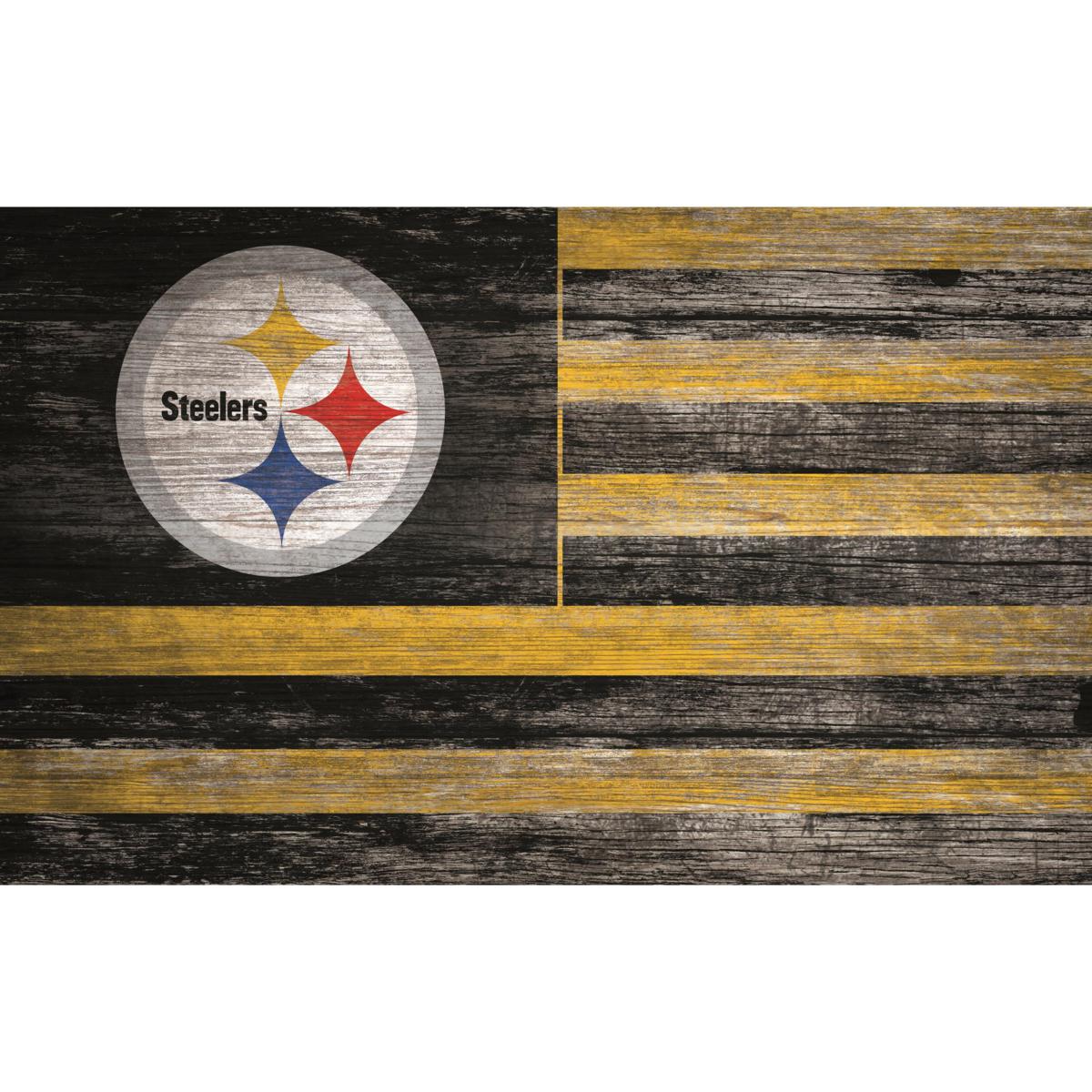 Officially Licensed NFL Flag Plank Wall Sign Pittsburgh