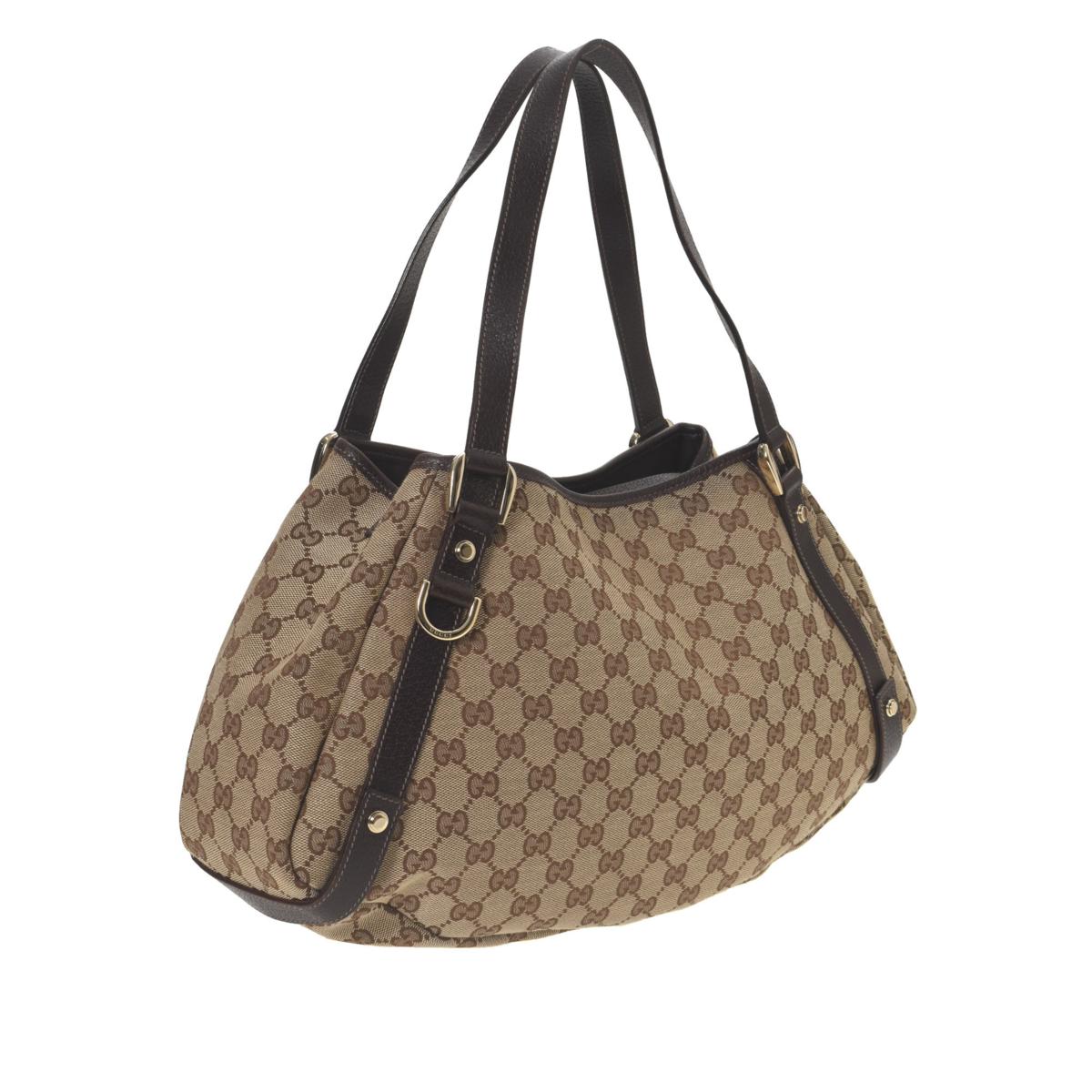 GUCCI Medium Abbey GG Canvas Shoulder Bag Beige 130736