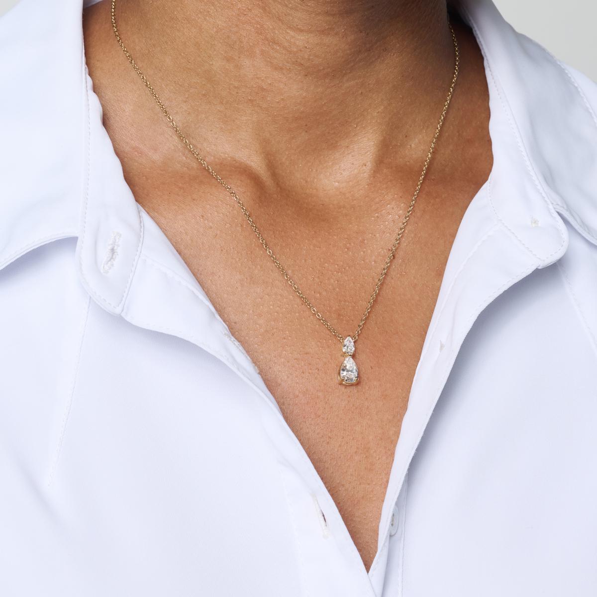 Radiance by Absolute™ 2-Stone CZ Drop Necklace | HSN