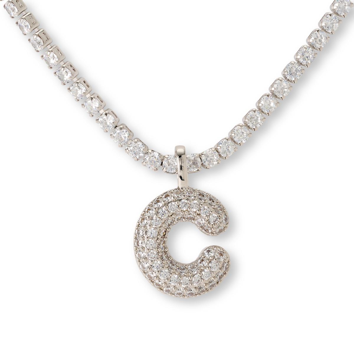 Radiance by Absolute™ Initial Tennis Necklace - Silvertone | HSN