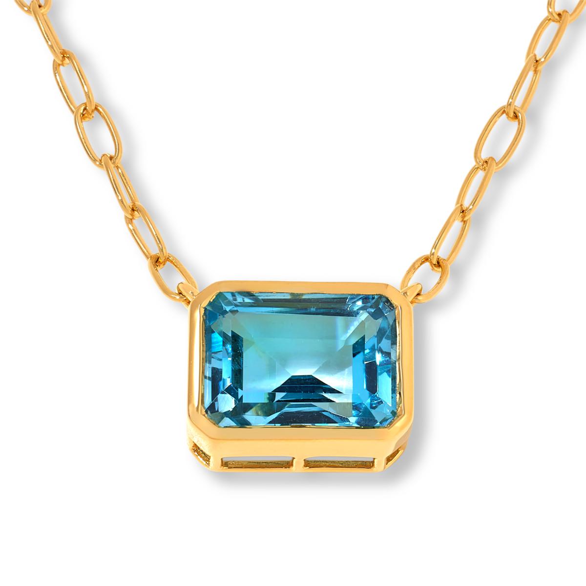 Rarities 18" Gold-Plated Oval Link Octagonal Gemstone Necklace