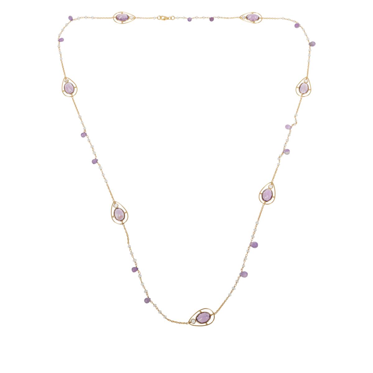 Rarities 40" Amethyst, Topaz and Moonstone Station Necklace 9568201 HSN