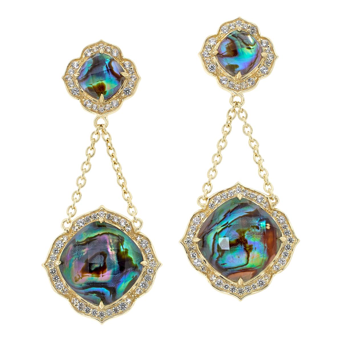 Rarities Framed Gemstone Gold Plated Dangle Drop Earrings