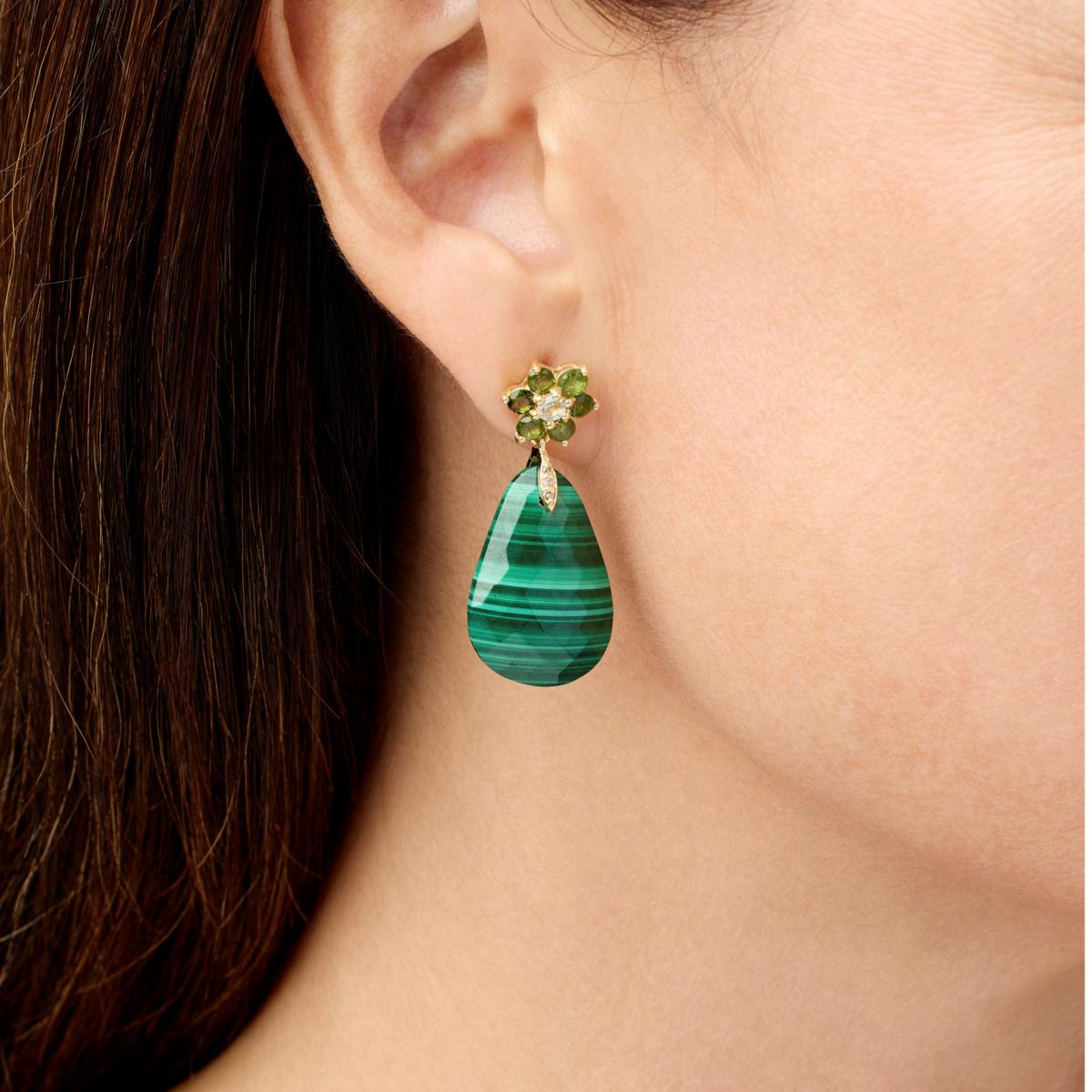 Gold Plated Emerald Crystal Lever Back Earring