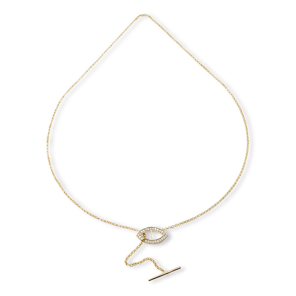 Rarities Gold-Plated Black or White Diamond Evil Eye Lariat