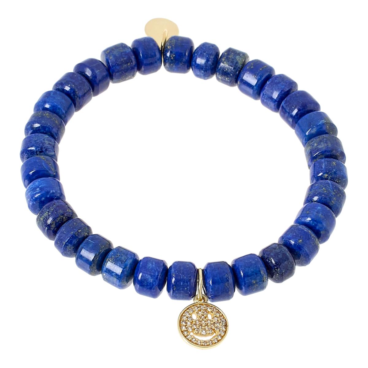 Rarities Rondelle Gemstone Bead Stretch Bracelet w/Gold-Plated Charm ...