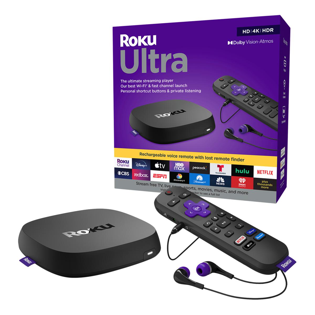 Roku Ultra 4K/HDR/Dolby Vision Streaming Device and Voice Remote Pro with  Rechargeable Battery Black 4802R - Best Buy