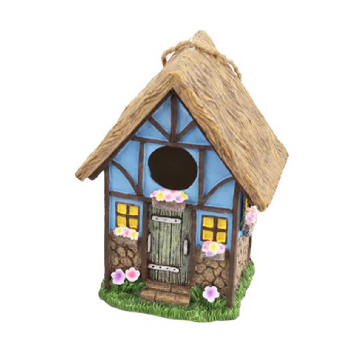 Santa's Workshop Inc. 7.5" Resin Blue Cottage Bird House