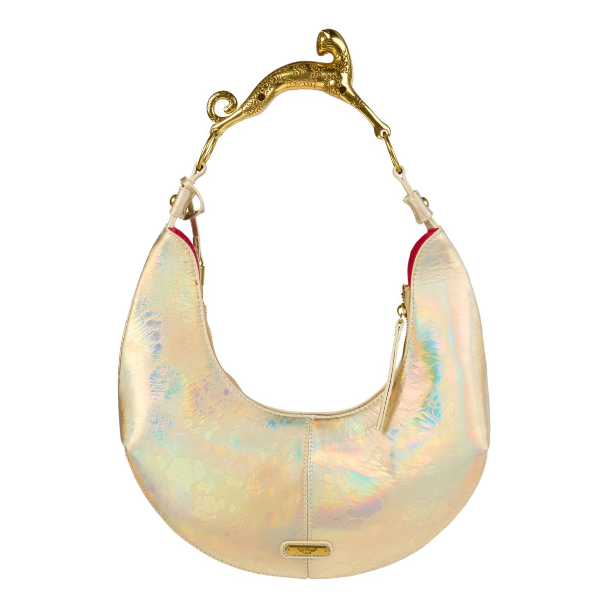 Sharif Legacy 3D Sculpted Cougar Handle Metallic Leather Hobo | HSN