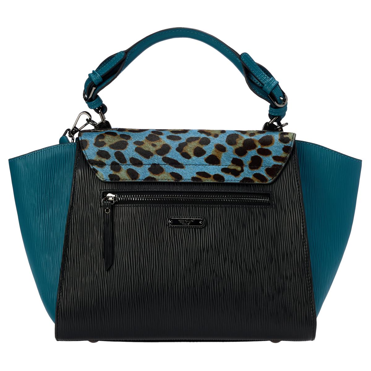 Sharif Legacy Haircalf and Epi Leather Engraved Leaf Satchel | HSN