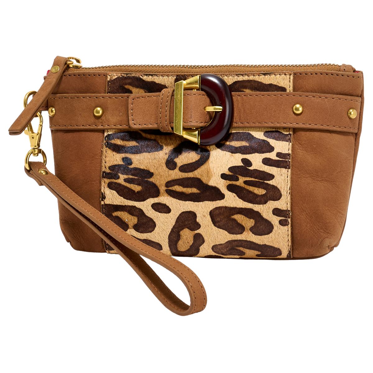 Sharif Legacy Haircalf and Nubuck Leather Wristlet Mini Bag