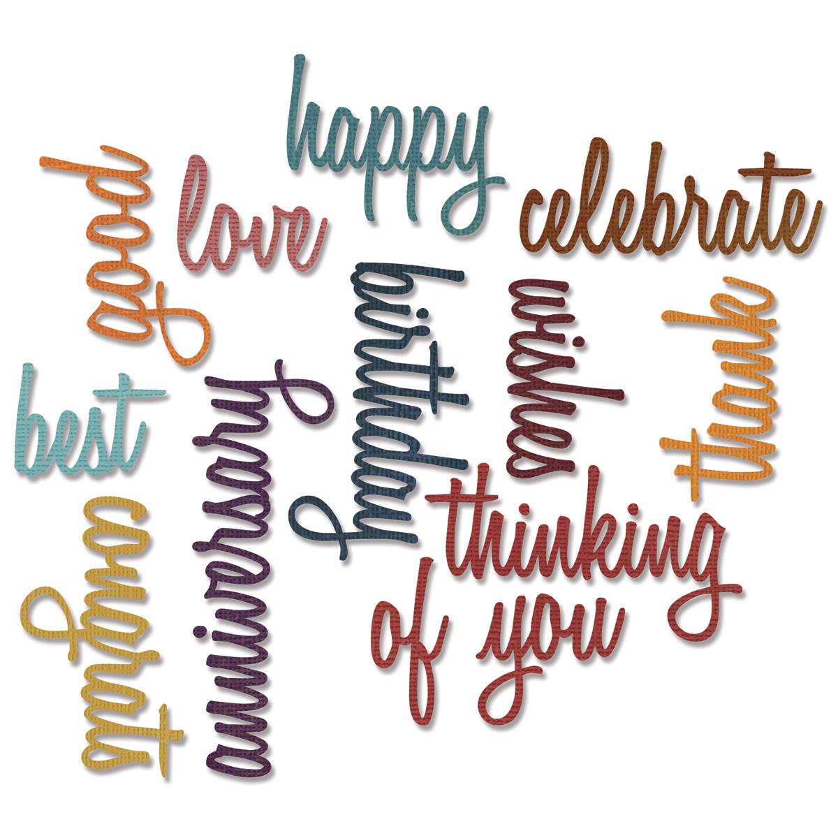 Sizzix Thinlits Dies By Tim Holtz 13-pack - Celebration Script Words -  9001196