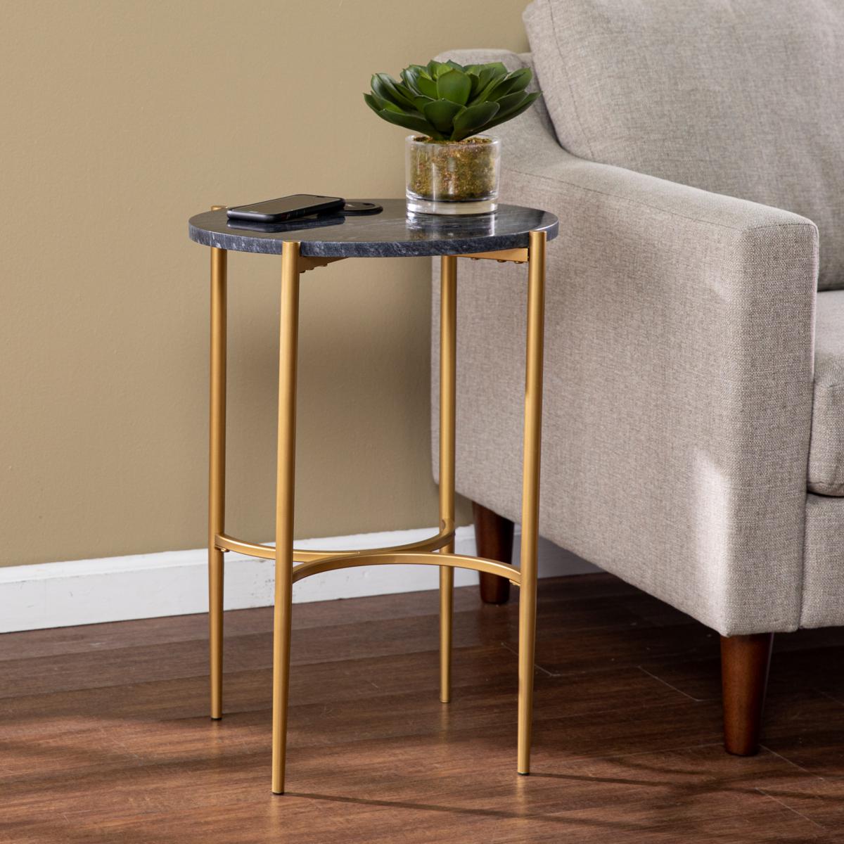 Southern Enterprises Saverndon Side Table, Wireless Charging Station