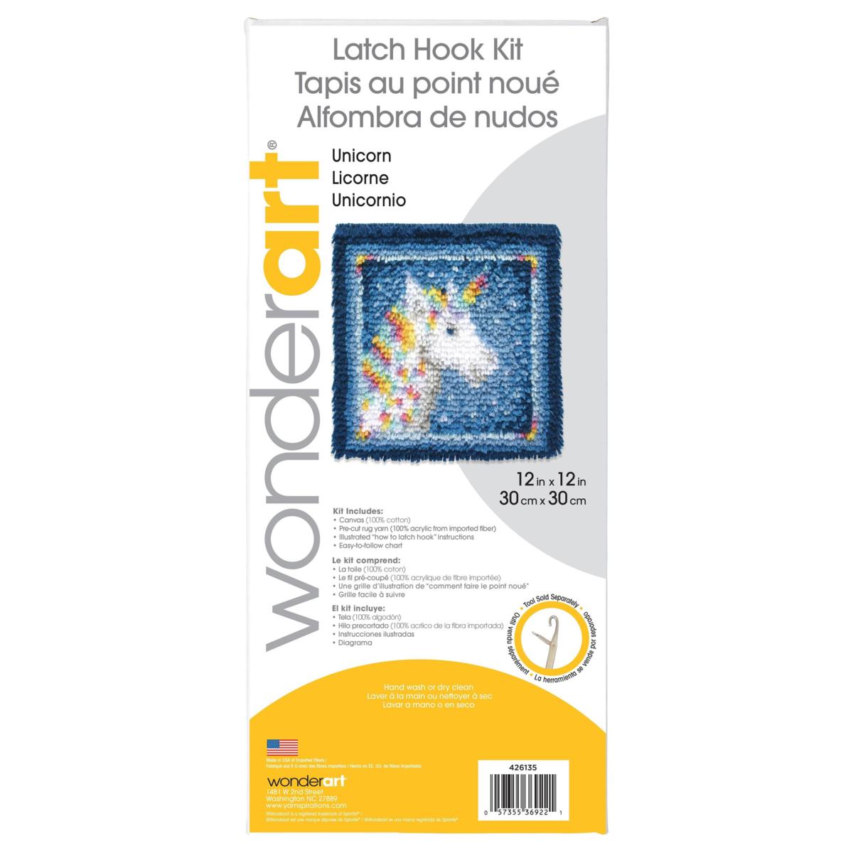 Sprinrite Wonderart Latch Hook Kit 12X12 - Unicorn - 20458135