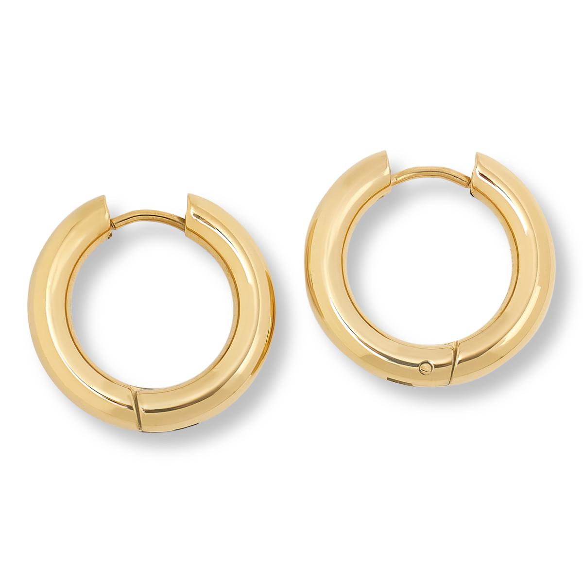 Stately Steel Stainless Steel Hinged Hugger Hoop Earrings - 23229455 | HSN