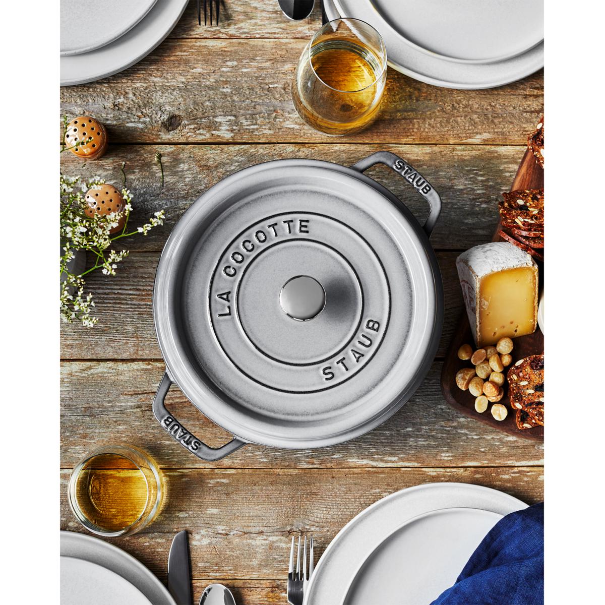Staub 4-Quart Cast Iron Round Cocotte in Majolic Colors HSN