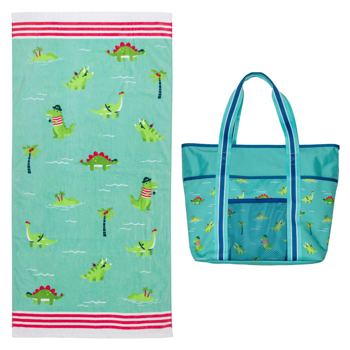 Stephen Joseph Beach and Bath Towel with Printed Beach Tote Set ...