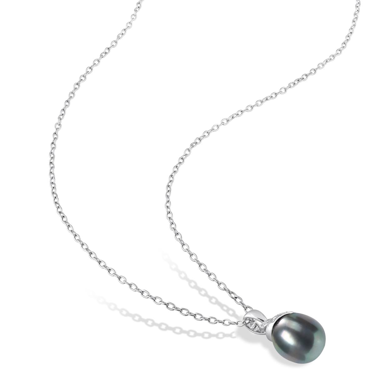 Husar's House of Fine Diamonds. 14Kt White Gold Fancy Double Strand 9-12mm  Black Tahitian Pearl with Antique Diamond Clasp Necklace