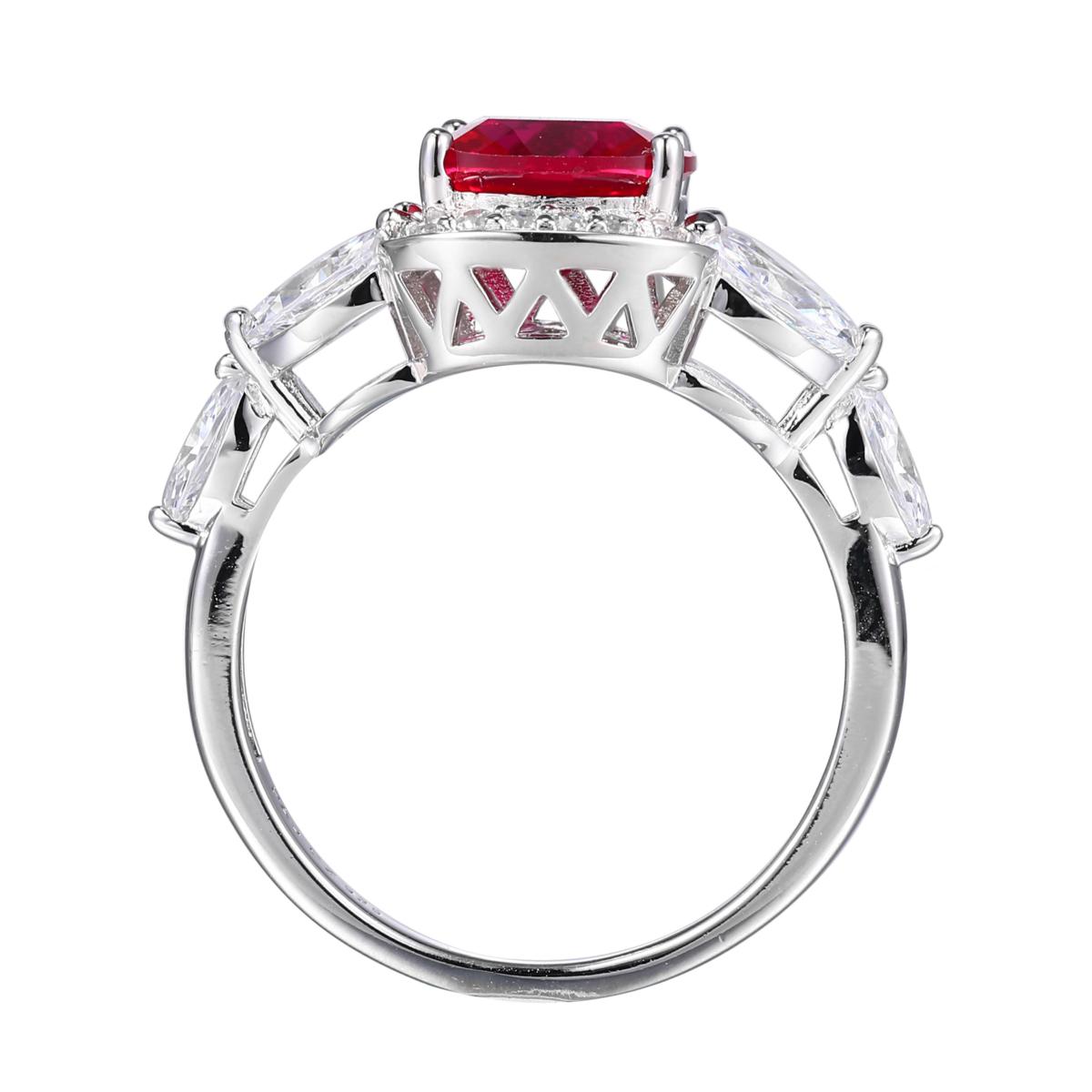 Sterling Silver Created Ruby and Cubic Zirconia Ring