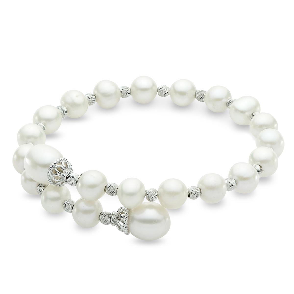 gemsbylaura Freshwater Pearl Necklace + Adult Bracelet Set (6mm Beads) 6.5 Inches / 15 / Sterling Silver