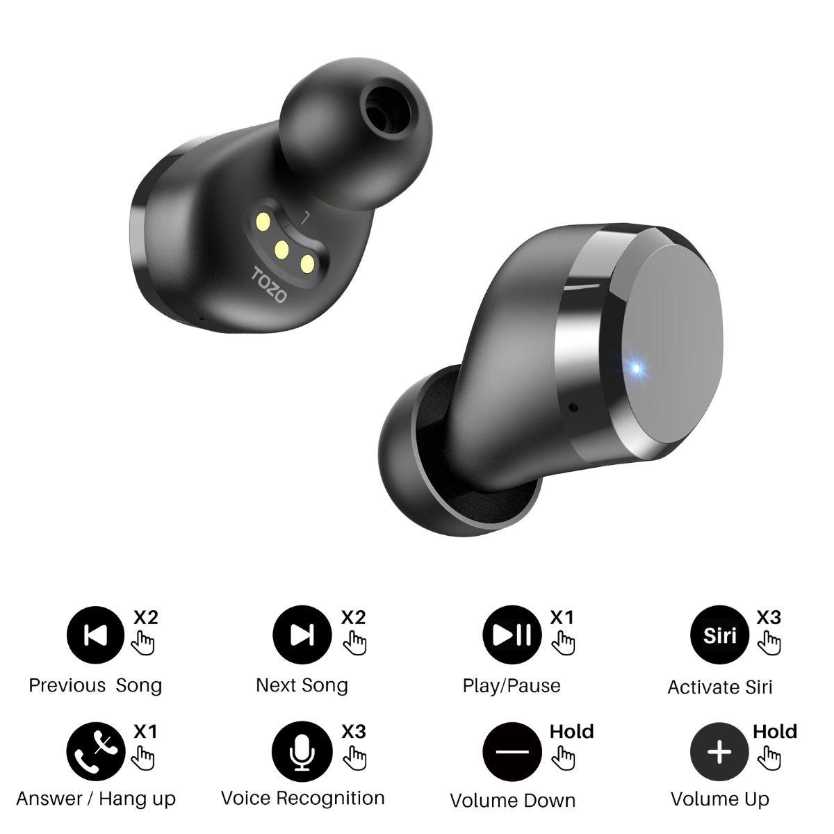 T12 TWS Bluetooth Headphones Touch Control Wireless Charging Case