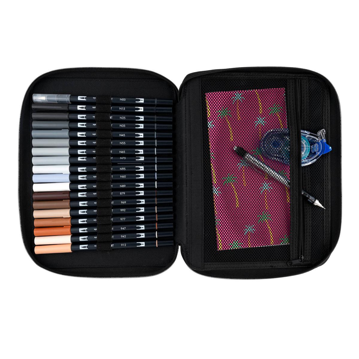 Tombow Dual Brush 54-pc Pen Set and Zipper Marker Case | HSN