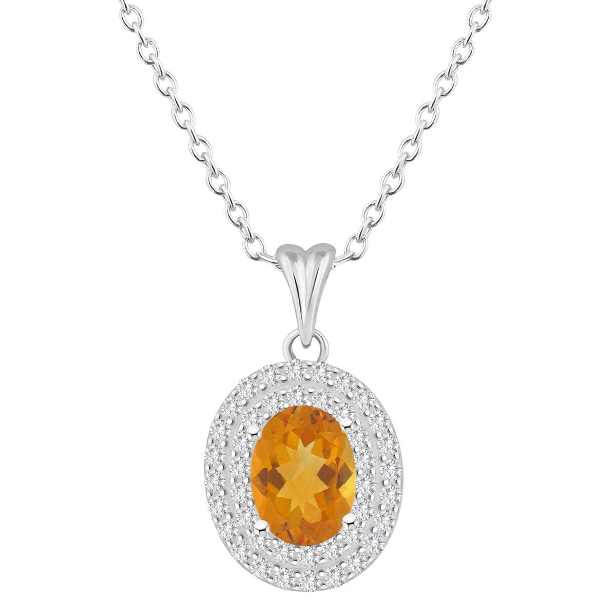 Sterling Silver Oval Gemstone and White Topaz Pendants Sterling Silver Oval Gemstone and White Topaz Pendants