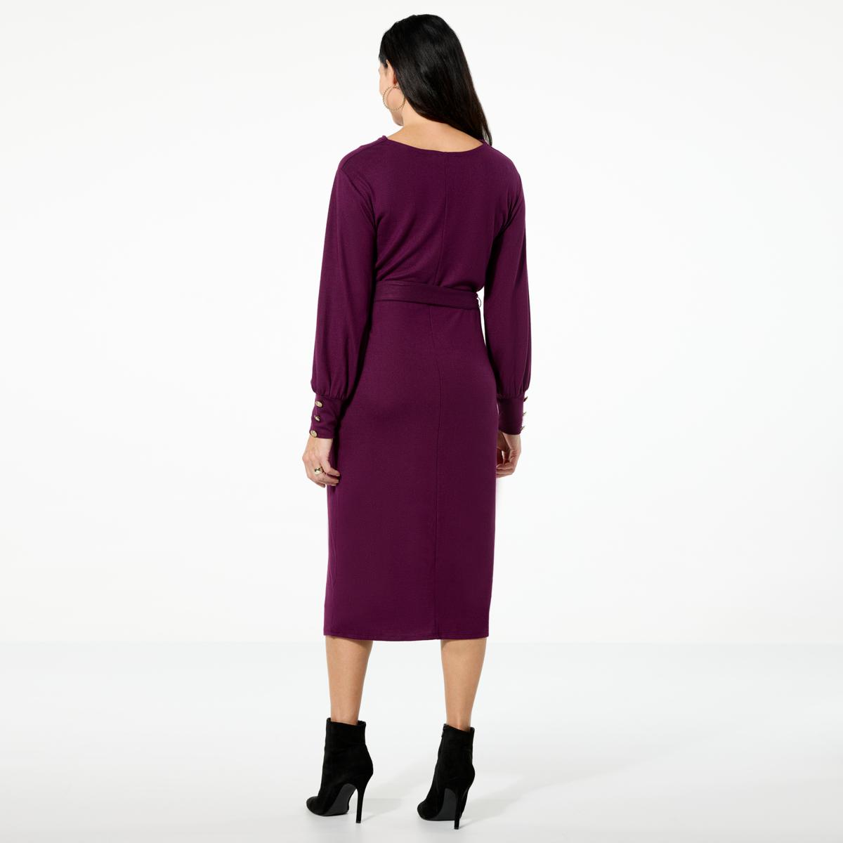 Tower Hill by Christie Brinkley Knit Cowl Neck Dress - Red - Size Medium