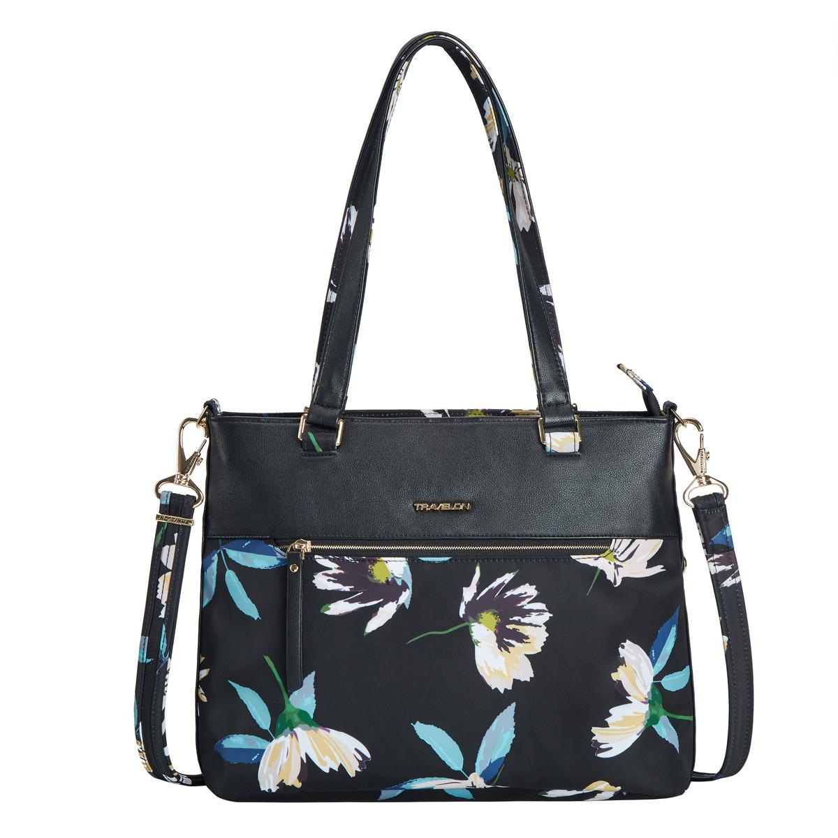 Travelon Anti Theft Addison Tote Midnight Floral 20775316 HSN