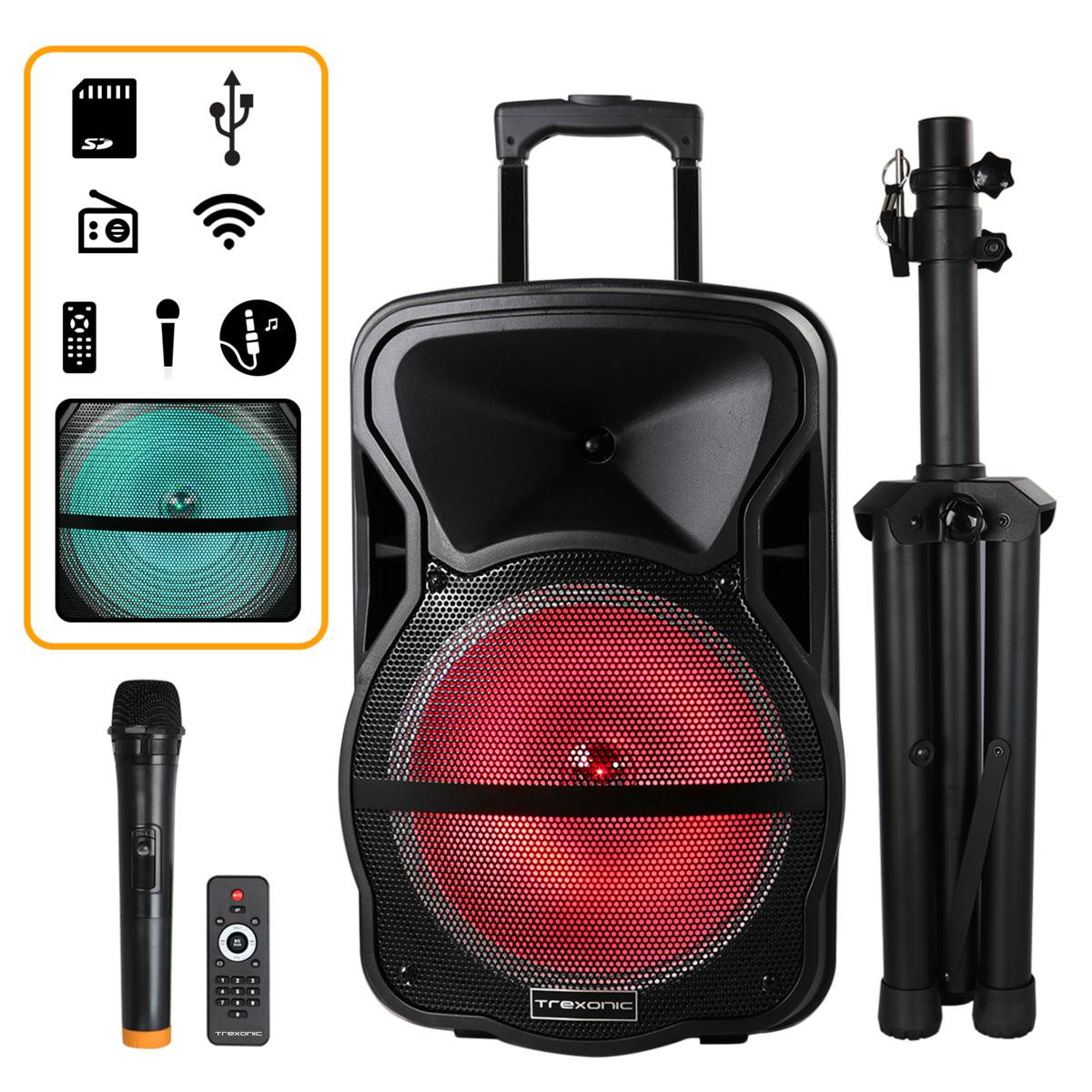 beFree Sound 12 Inch Woofer Portable Bluetooth Powered PA Tailgate