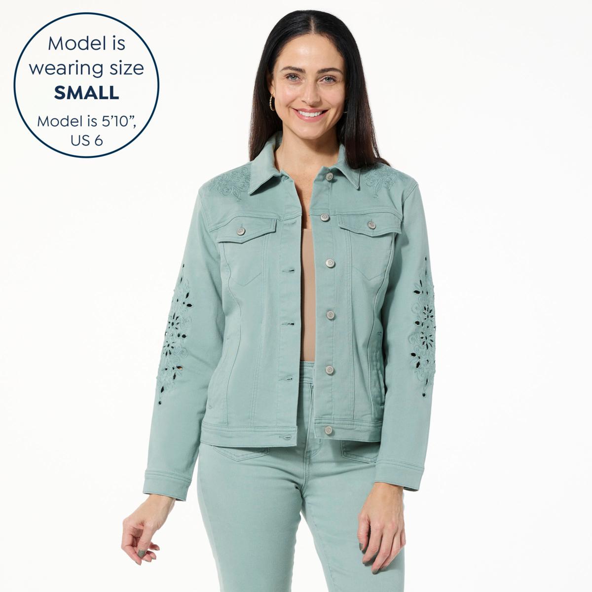 TWRHLL by Christie Brinkley Eyelet Embroidered Denim Jacket TWRHLL by Christie Brinkley Eyelet Embroidered Denim Jacket