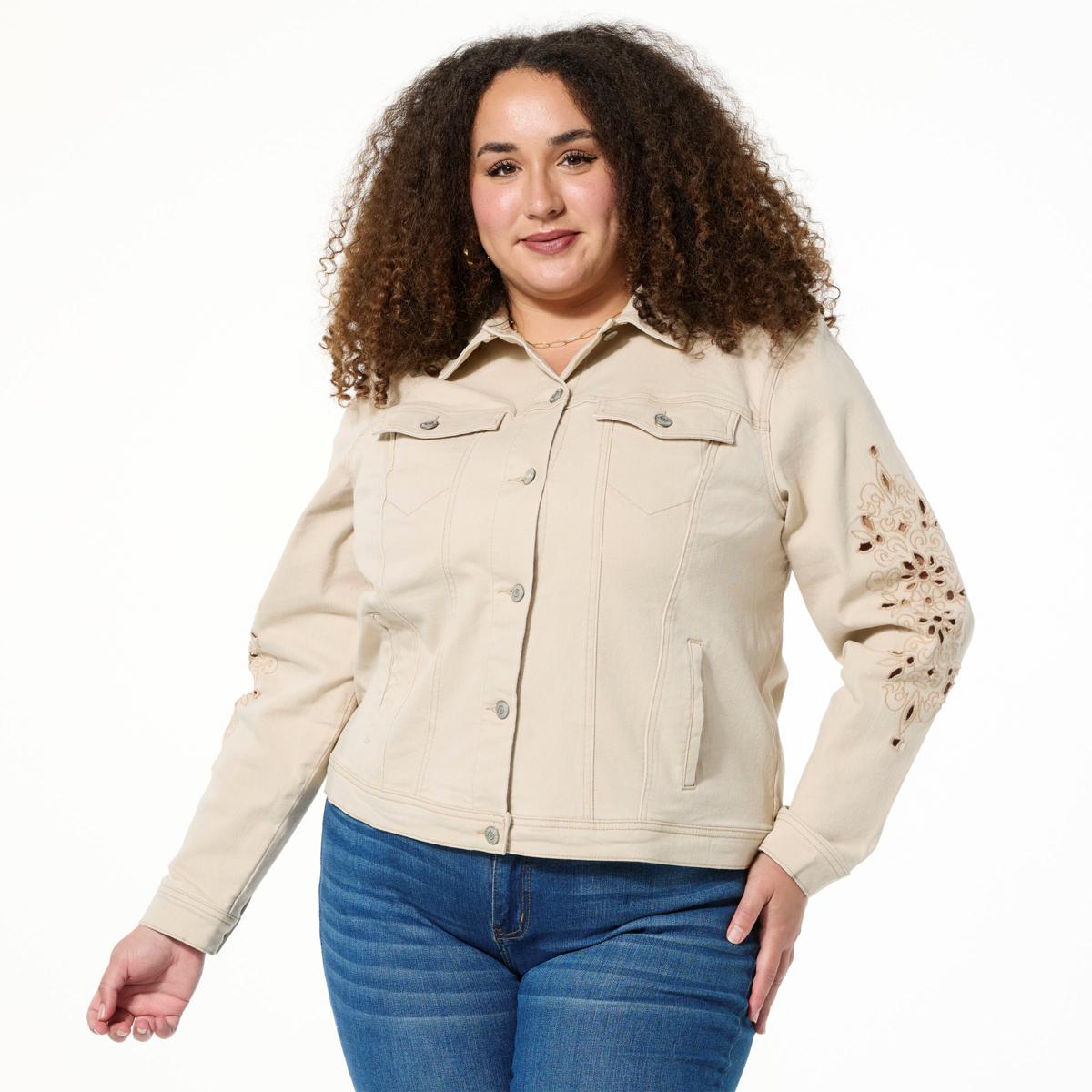 TWRHLL by Christie Brinkley Eyelet Embroidered Denim Jacket TWRHLL by Christie Brinkley Eyelet Embroidered Denim Jacket