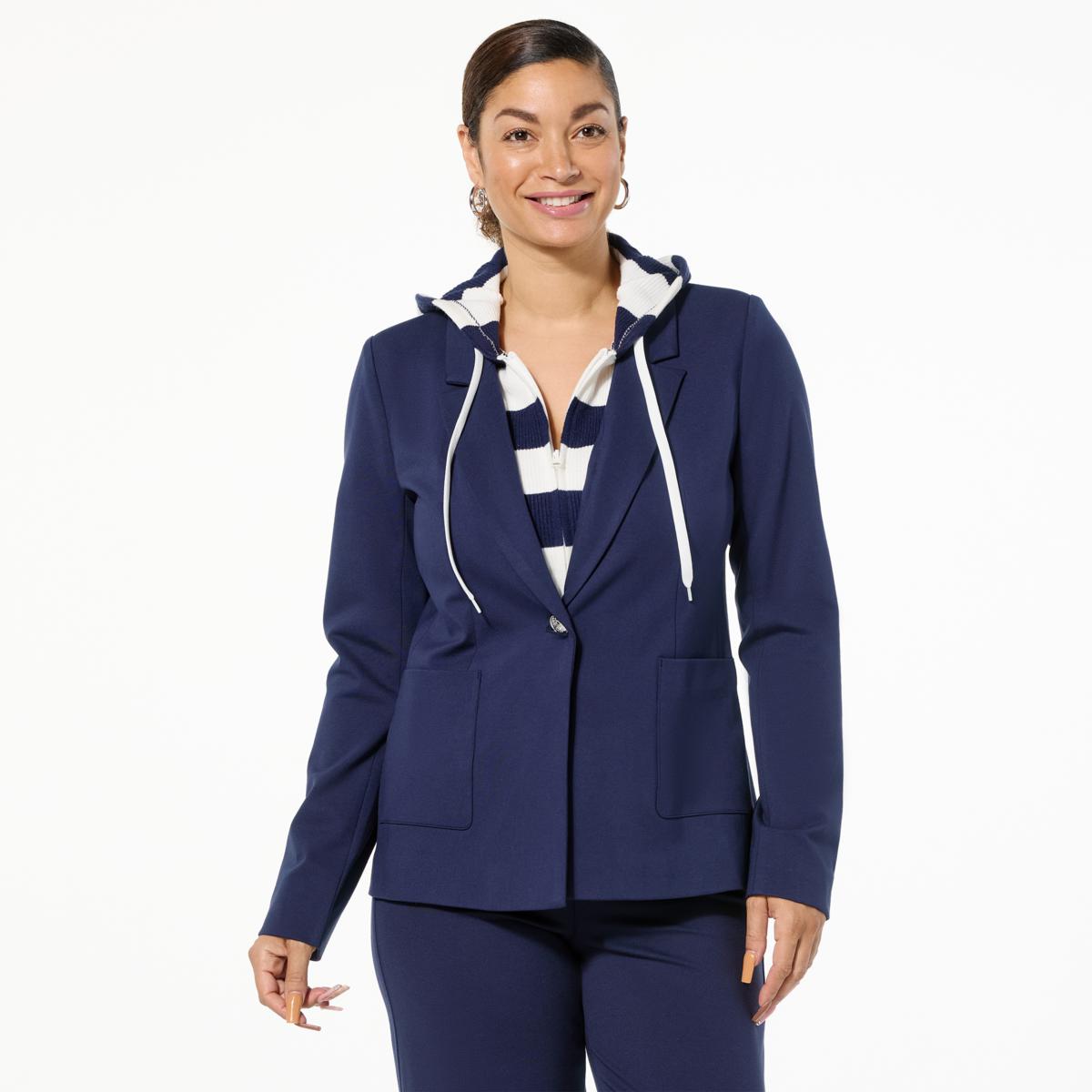 TWRHLL by Christie Brinkley Layered Hoodie Blazer - 23377503