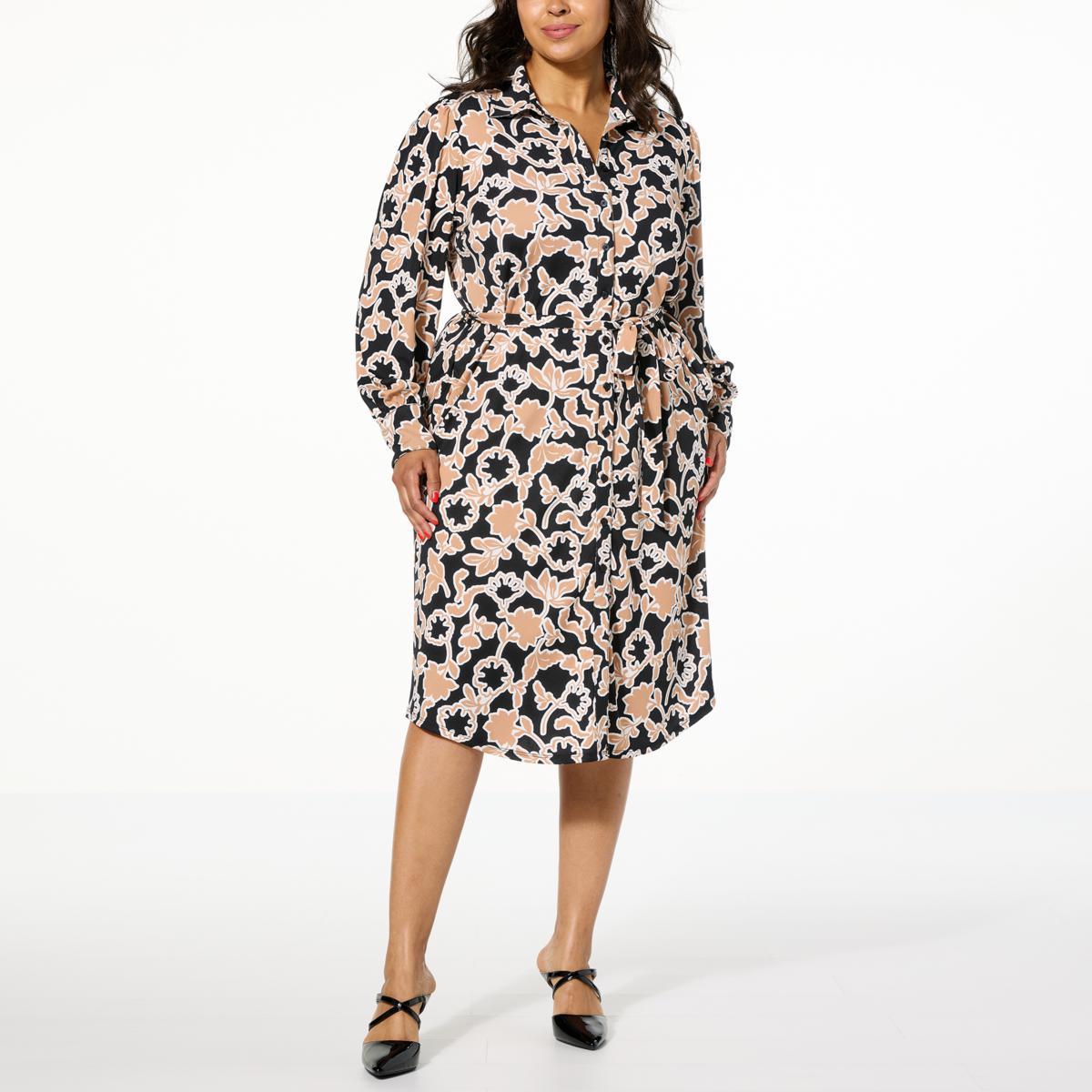 flocky check long shirt dress