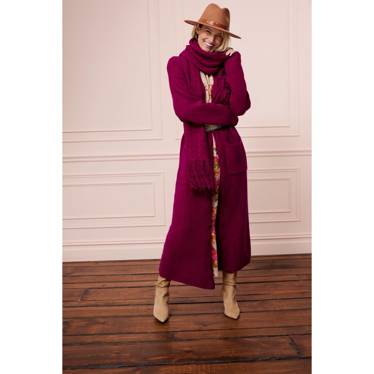 TWRHLL by Christie Brinkley Long Sweater Knit Cardigan
