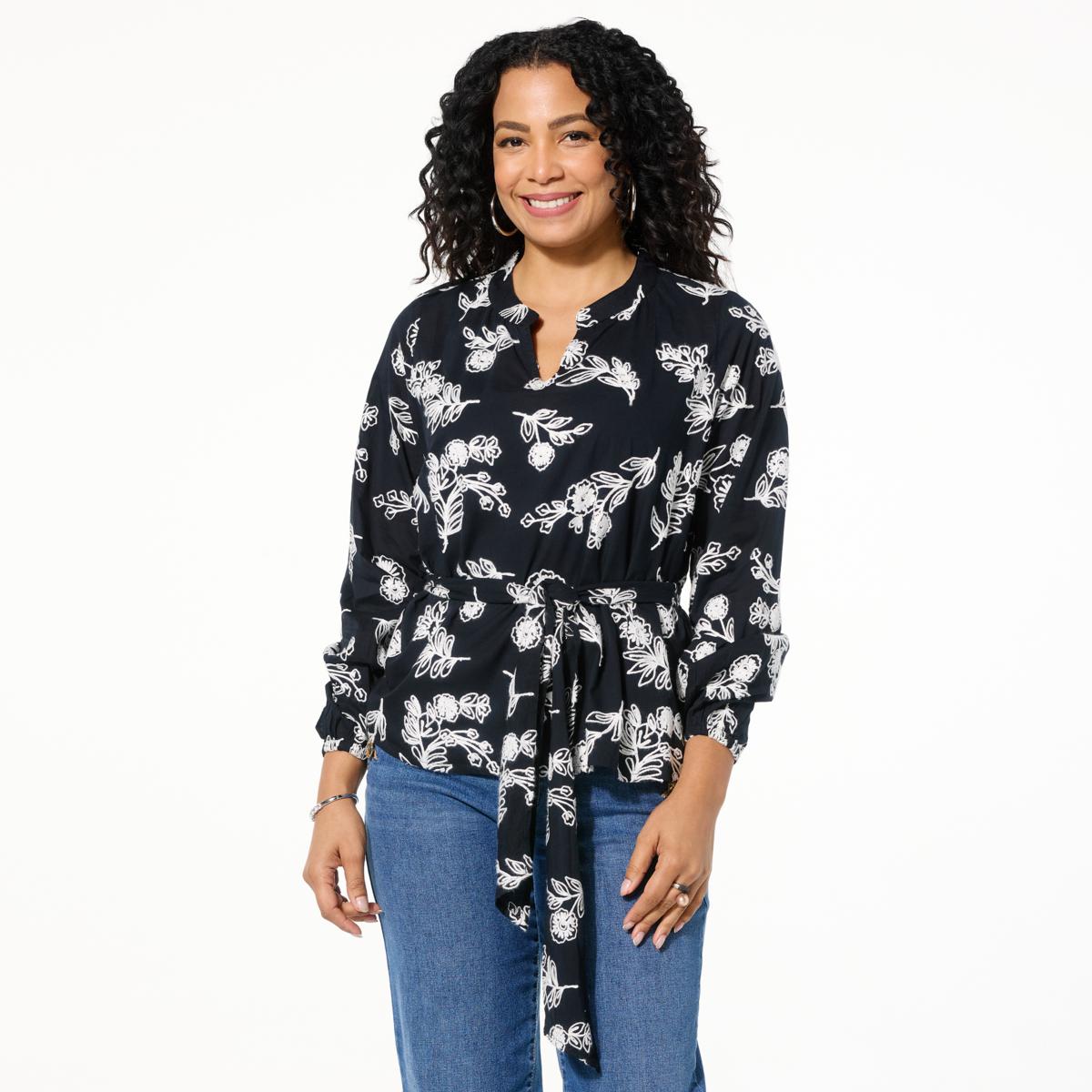 TWRHLL by Christie Brinkley Tie-Waist Blouse | HSN