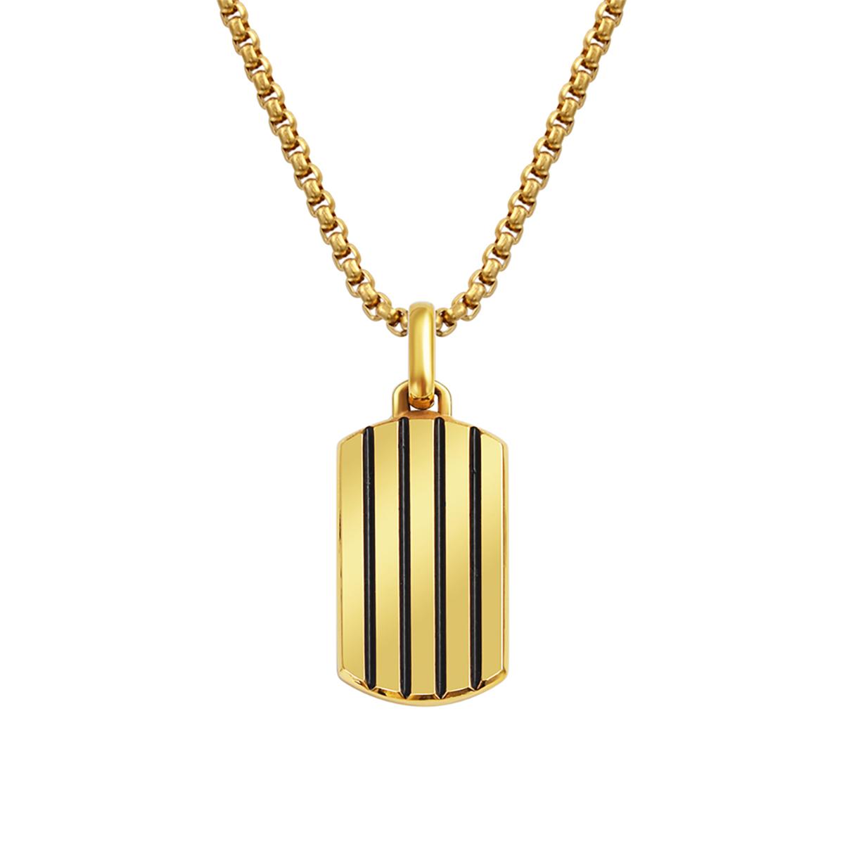 Van Heusen Men's Stainless Steel Striped Dog Tag Pendant Necklace