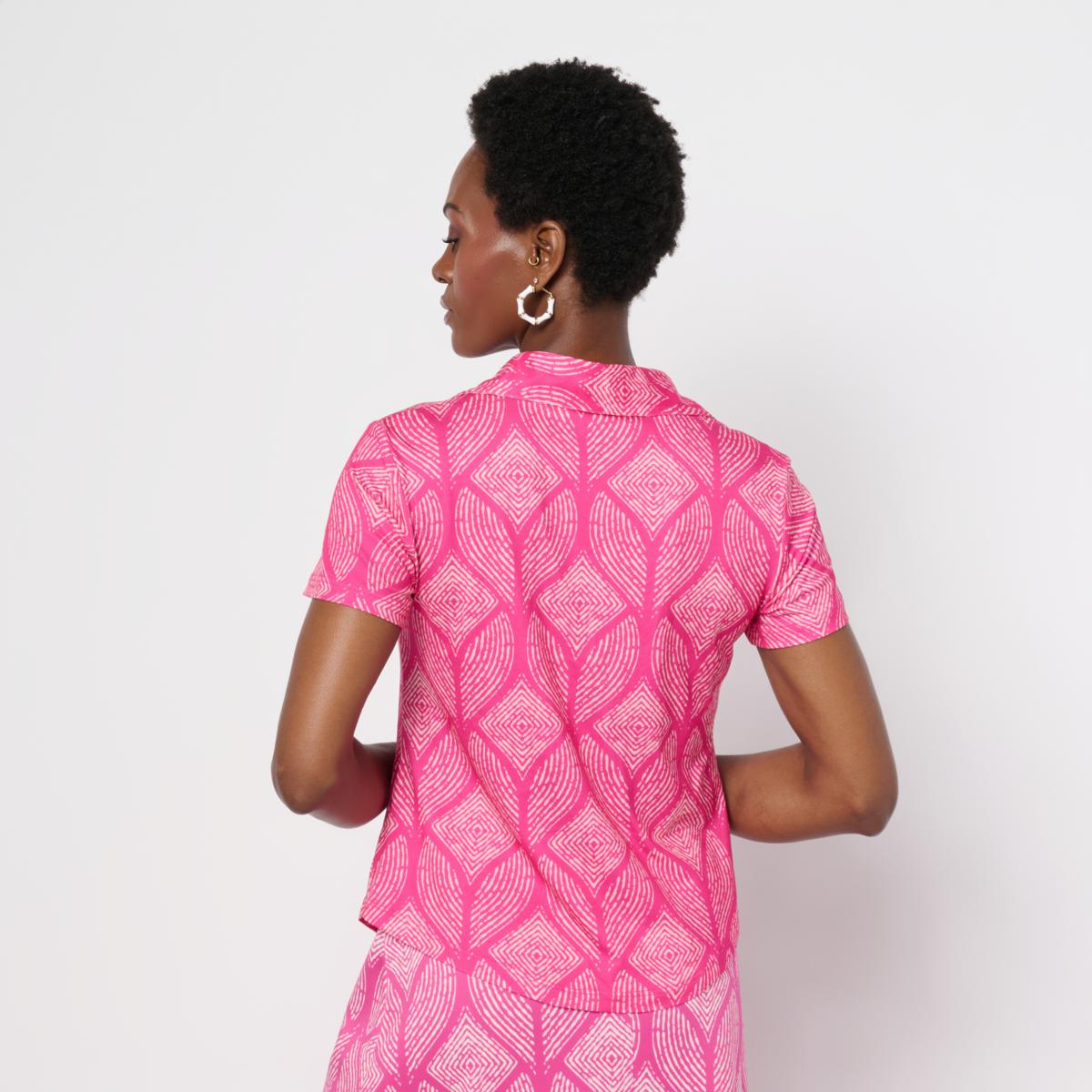Vivica A. Fox Collection Collared Knit Short Sleeve Button-Front