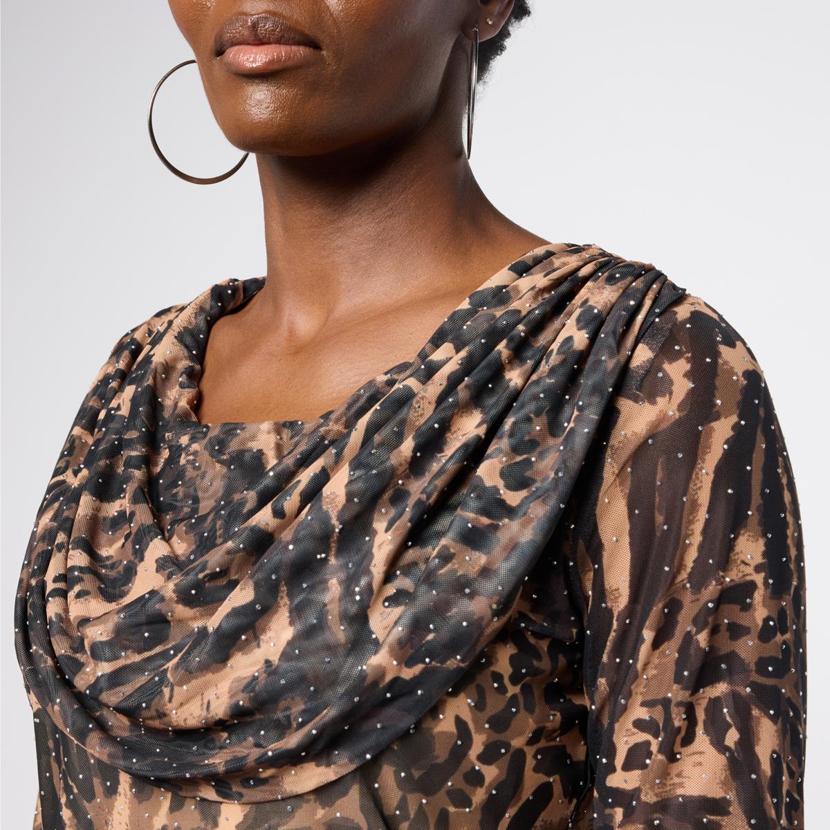 Vivica A. Fox Collection Cowl Neck Top with Rhinestones | HSN