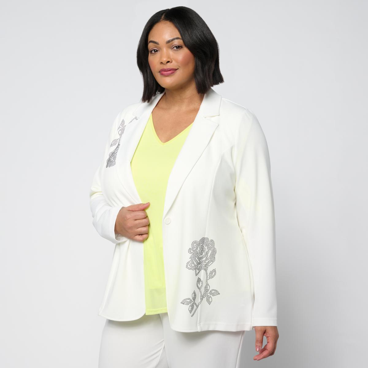 Vivica A. Fox Collection Luxe Knit Embellished Blazer | HSN