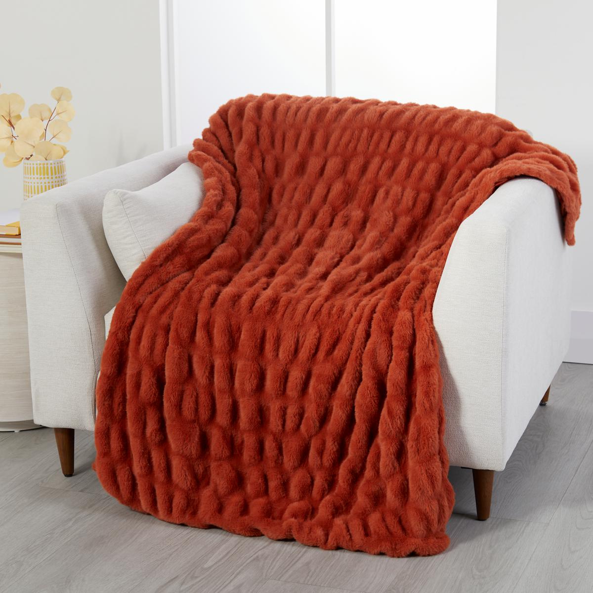 Faux Fur Ruched Throw Pillow