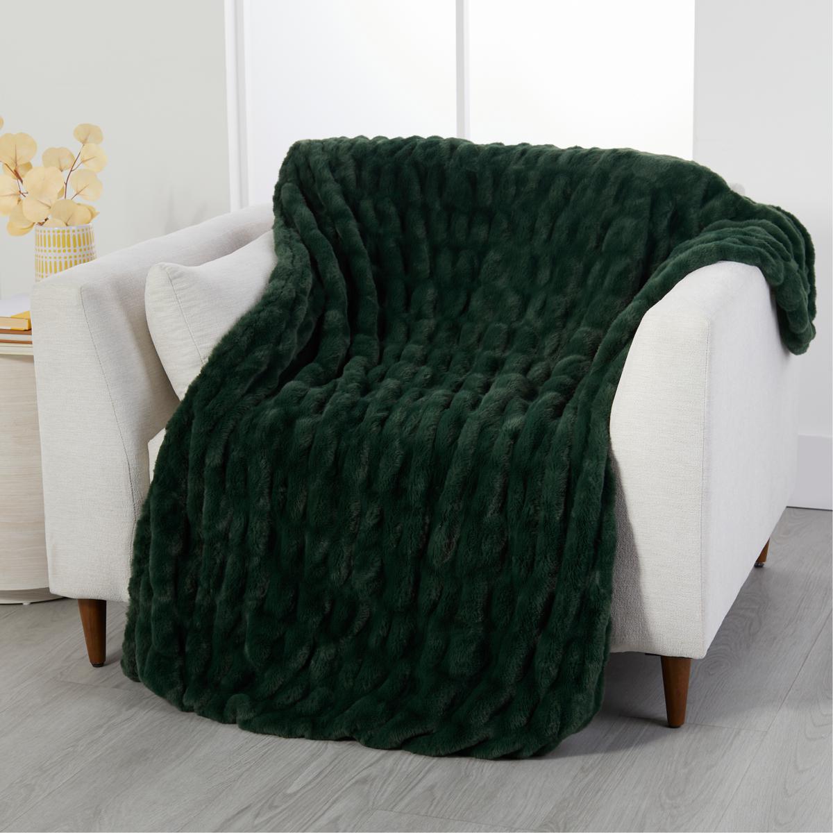 Emerald green faux online fur throw