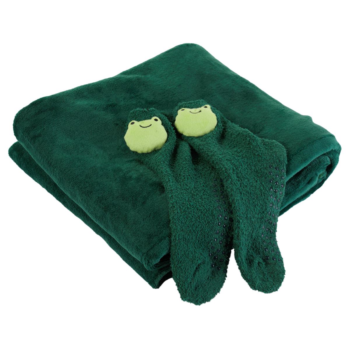 Warm & Cozy Throw and Sock Animal Friend Set 20845502 HSN